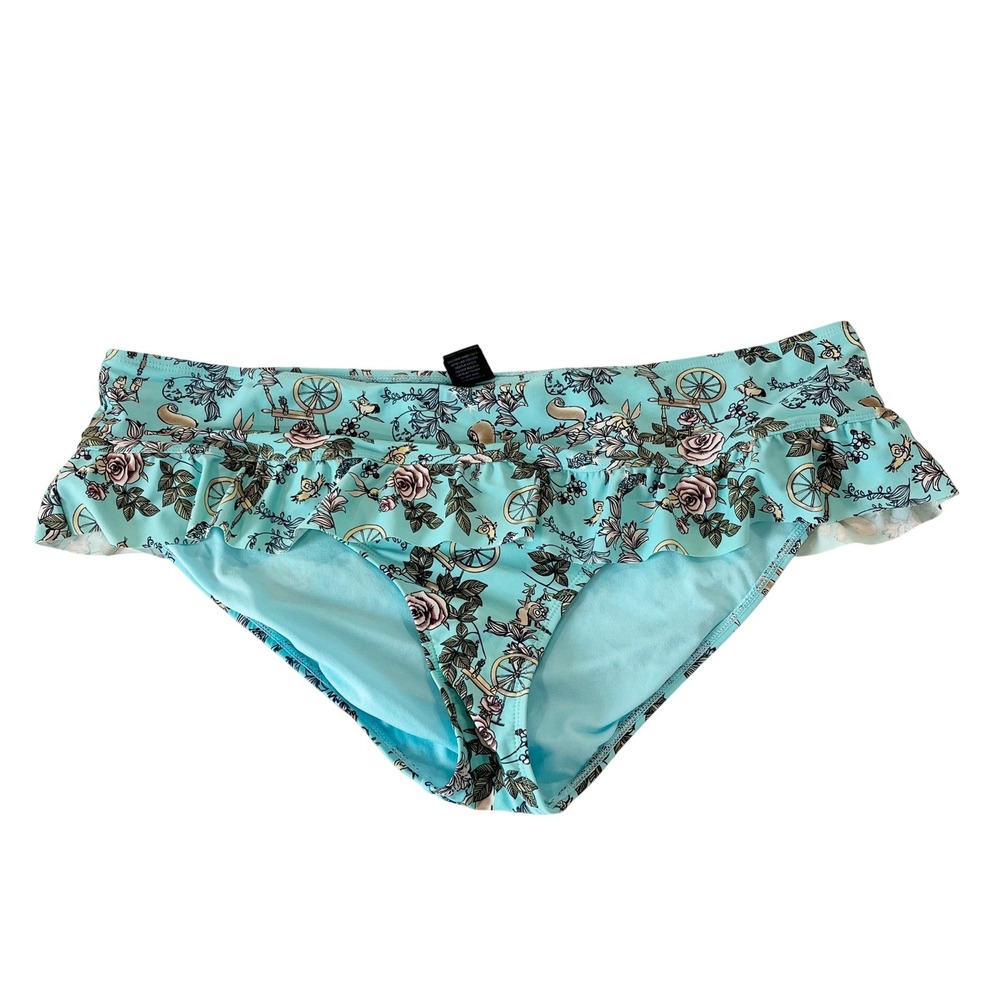 Disney Sleeping Beauty Ruffle Bikini Bottoms Blue Floral Fairytale - Size 3XL